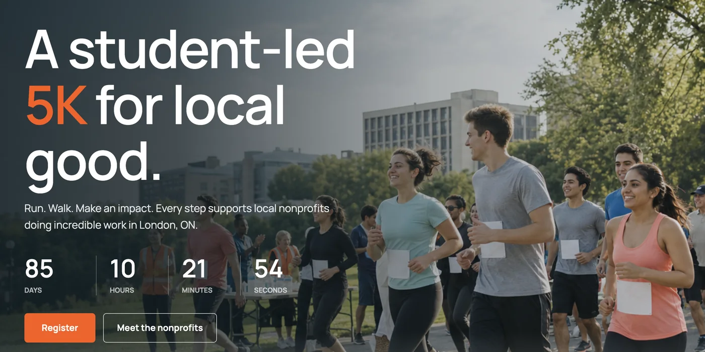 The 5k 4Good website homepage